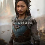 Portrét postavy Angrboda z hry God of War Ragnarok.