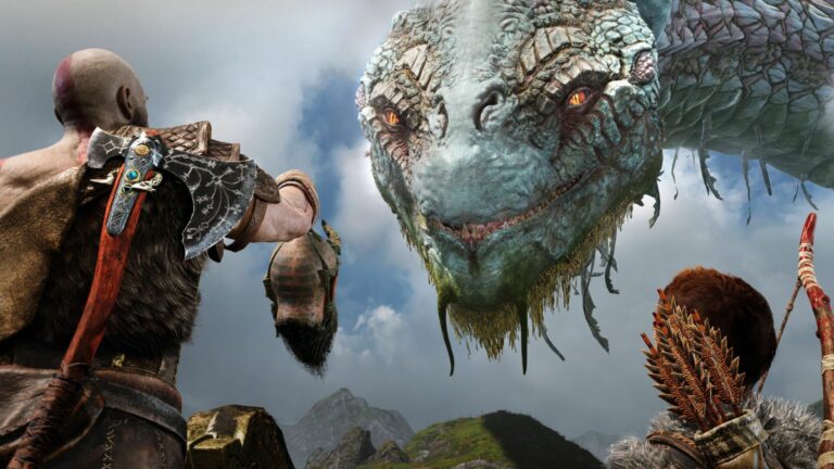 Kratos a Atreus sa stretli s Jormungandrom