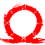 Symbol hernej série God of War - červené grécke písmeno omega s nórskymi runam